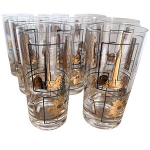 MCM Preakness Maryland High Ball Glasses Set of 8 Atomic Cocktail Retro Mad Men
